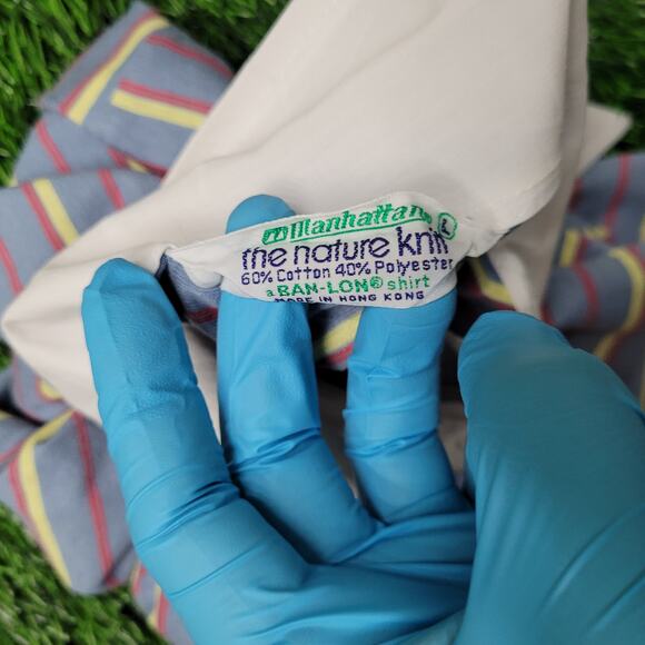 VTG 70s Disco Slim Fit Polo Shirt Large Dagger Collar Striped Big Collar - Picture 9 of 9